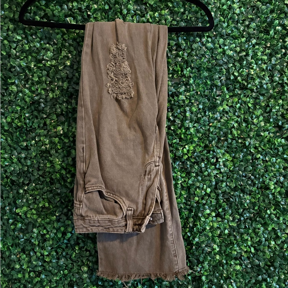Distressed Tan Jeans
